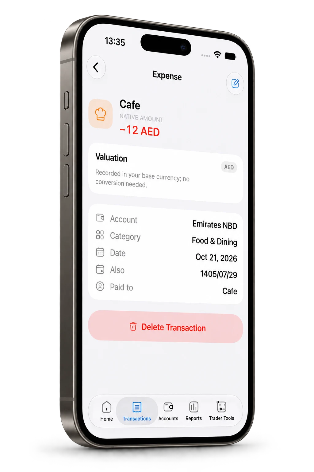 Expense details in Alper Money