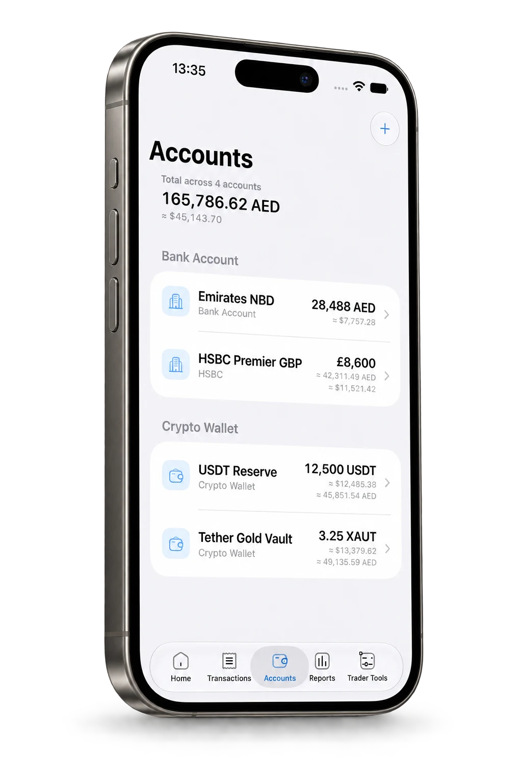 Multi-currency account list