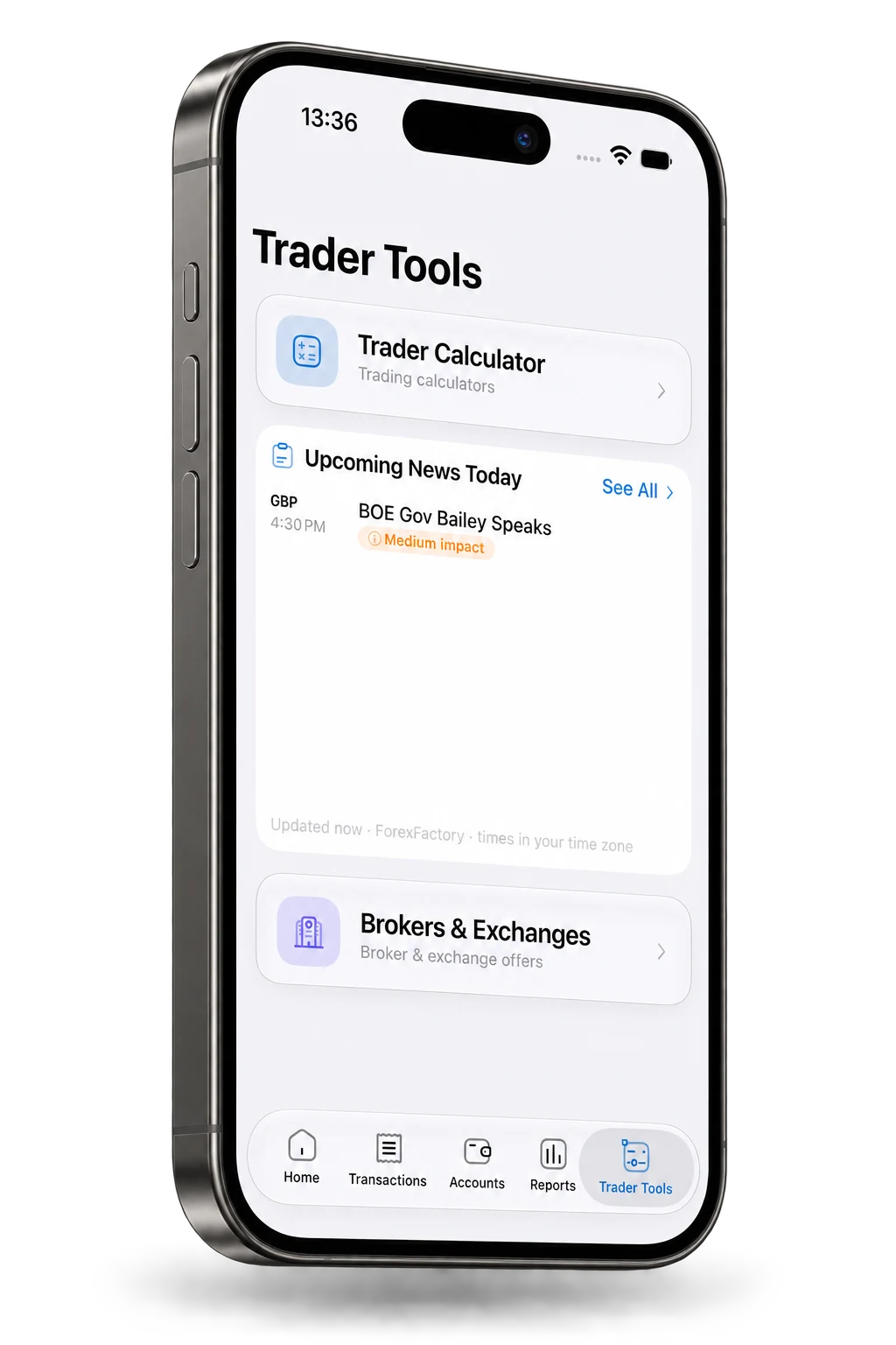 Trader tools screen