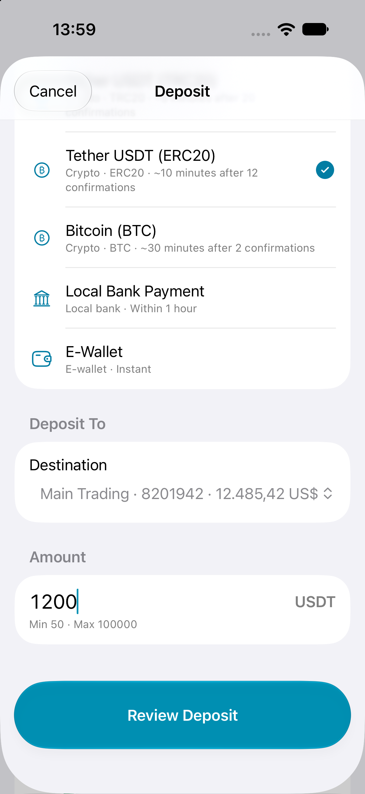 Deposit flow